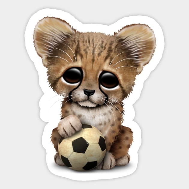 Cheetah Cub With Football Soccer Ball Sticker by jeffbartels